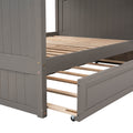 Full Over Full Bunk Bed With Twin Size Trundle, Pine Wood Bunk Bed With Guardrails, Brushed Gray Old Sku Lp000044Aan Gray Solid Wood