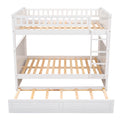 Full Over Full Bunk Bed With Twin Size Trundle, Pine Wood Bunk Bed With Guardrails, White Old Sku:Lp000044Aak White Solid Wood