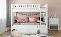 Full Over Full Bunk Bed With Twin Size Trundle, Pine Wood Bunk Bed With Guardrails, White Old Sku:Lp000044Aak White Solid Wood