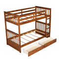 Twin Over Twin Bunk Bed With Ladders And Two Storage Drawers Walnut Old Sku:Lt000265Aad Walnut Solid Wood