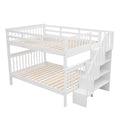 Stairway Full Over Full Bunk Bed With Storage And Guard Rail For Bedroom, Dorm, White Color Old Sku :Lp001110Aak White Solid Wood