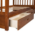 Twin Over Twin Bunk Bed With Ladders And Two Storage Drawers Walnut Old Sku:Lt000265Aad Walnut Solid Wood