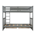 Twin Over Twin Bunk Bed With Ladders And Two Storage Drawers Gray Lt000265Aae Gray Solid Wood