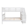 Stairway Full Over Full Bunk Bed With Storage And Guard Rail For Bedroom, Dorm, White Color Old Sku :Lp001110Aak White Solid Wood