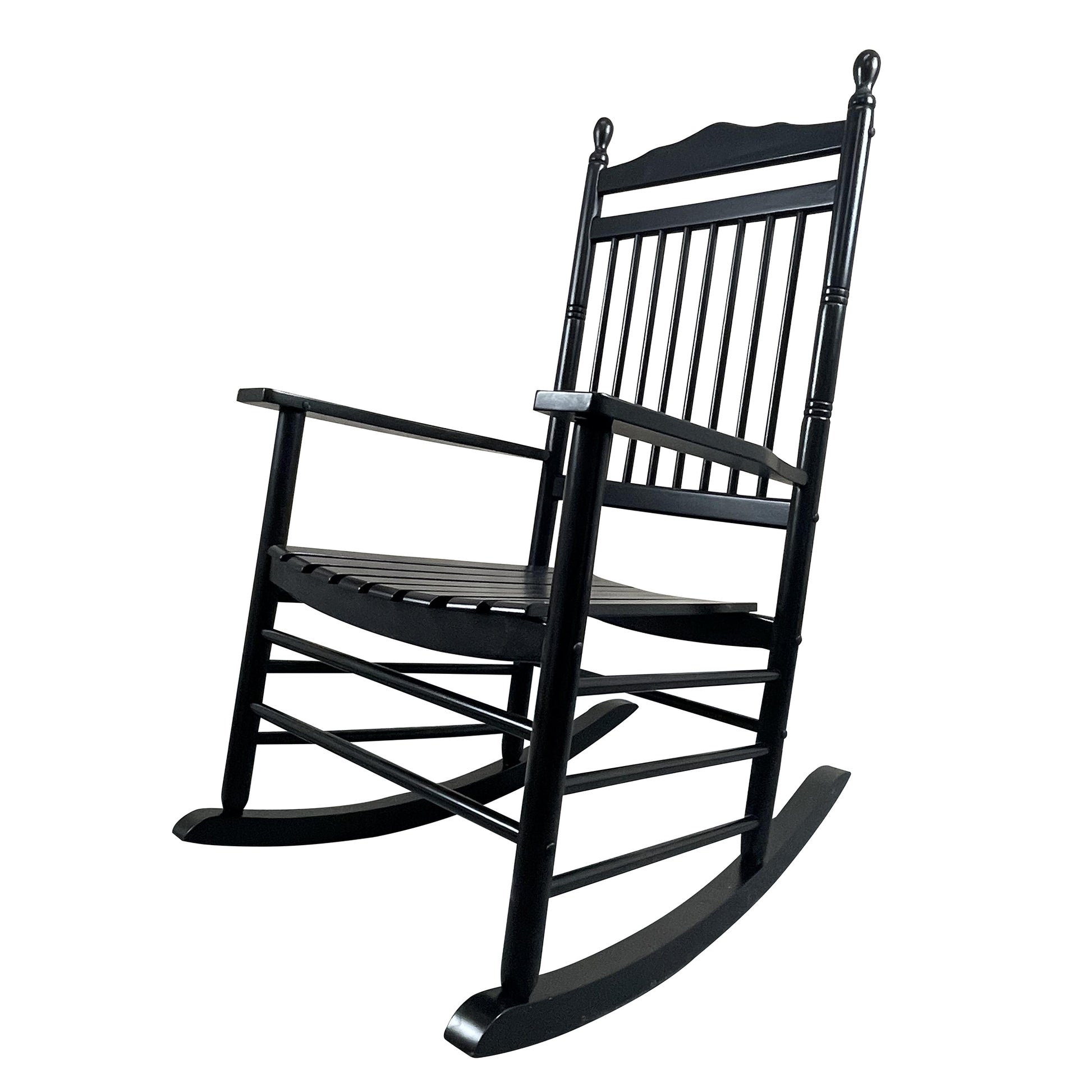 Balcony Porch Adult Rocking Chair Black Black Solid Wood