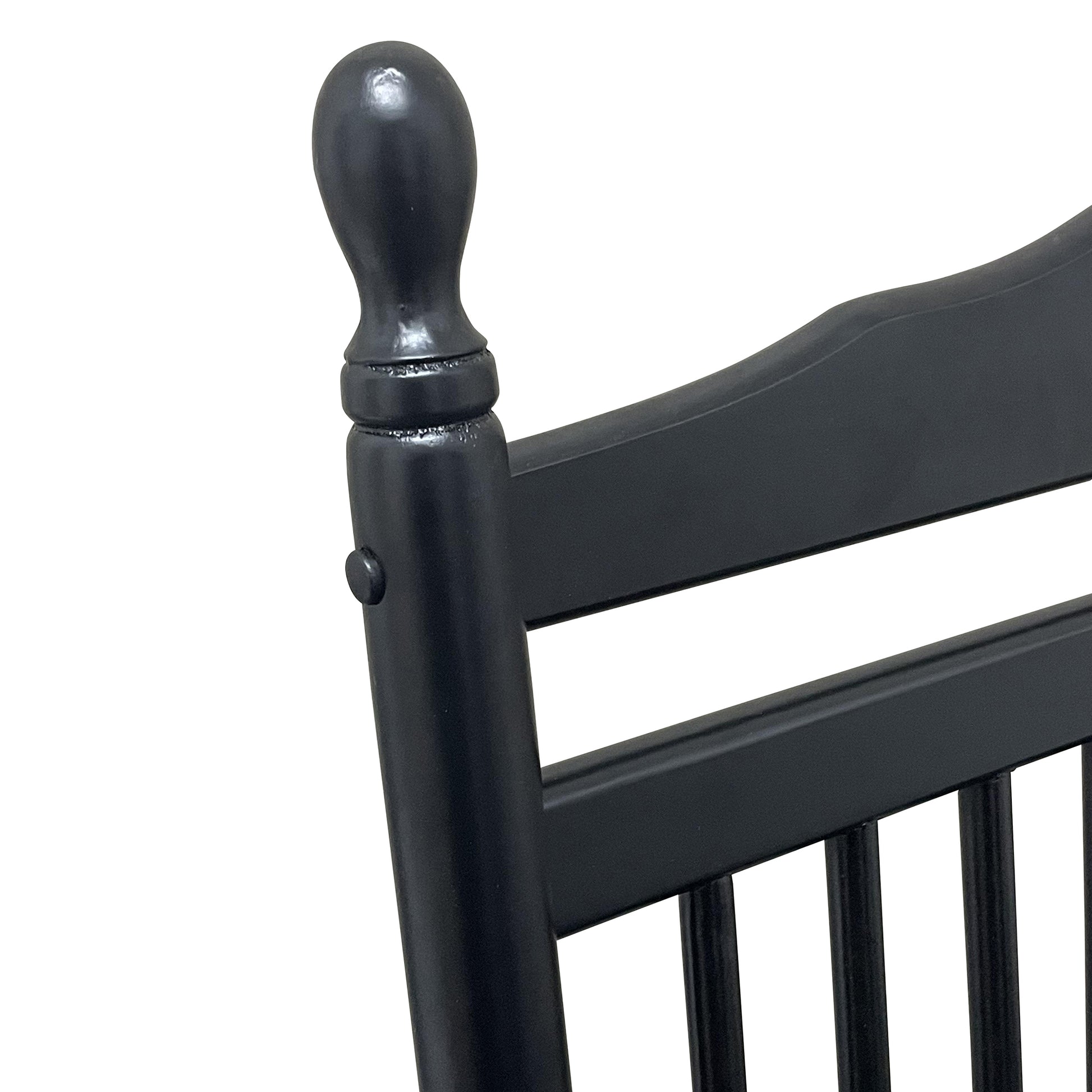 Balcony Porch Adult Rocking Chair Black Black Solid Wood