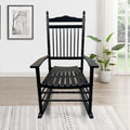 Balcony Porch Adult Rocking Chair Black Black Solid Wood