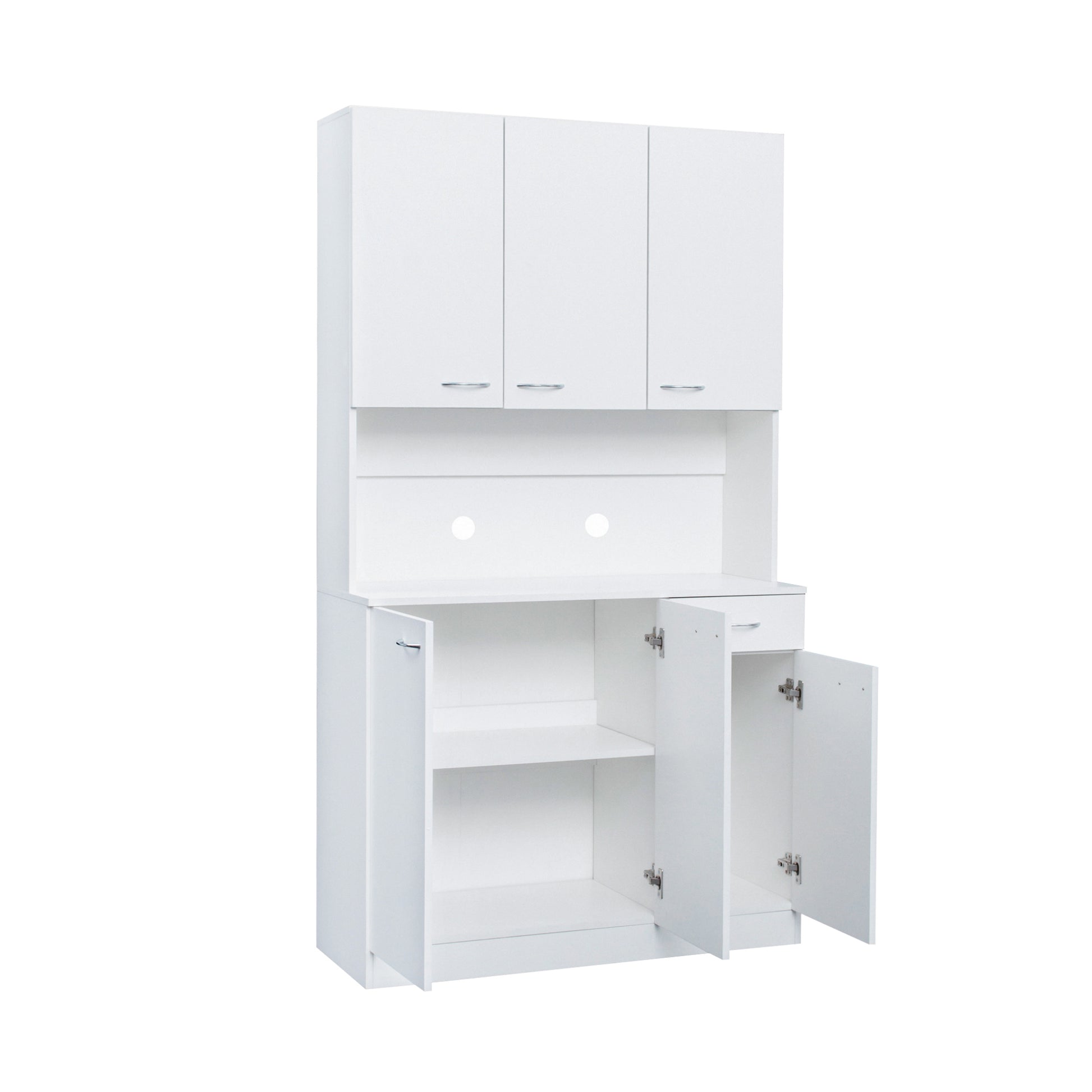 70.87" Tall Wardrobe& Kitchen Cabinet, With 6 Doors, 1 Open Shelves And 1 Drawer For Bedroom,White White Mdf