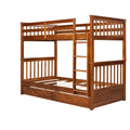 Twin Over Twin Bunk Bed With Ladders And Two Storage Drawers Walnut Old Sku:Lt000265Aad Walnut Solid Wood