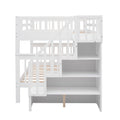 Stairway Full Over Full Bunk Bed With Storage And Guard Rail For Bedroom, Dorm, White Color Old Sku :Lp001110Aak White Solid Wood