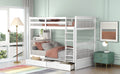 Twin Over Twin Bunk Bed With Ladders And Two Storage Drawers White Old Sku:Lt000265Aak White Solid Wood