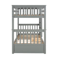 Twin Over Twin Bunk Bed With Ladders And Two Storage Drawers Gray Lt000265Aae Gray Solid Wood