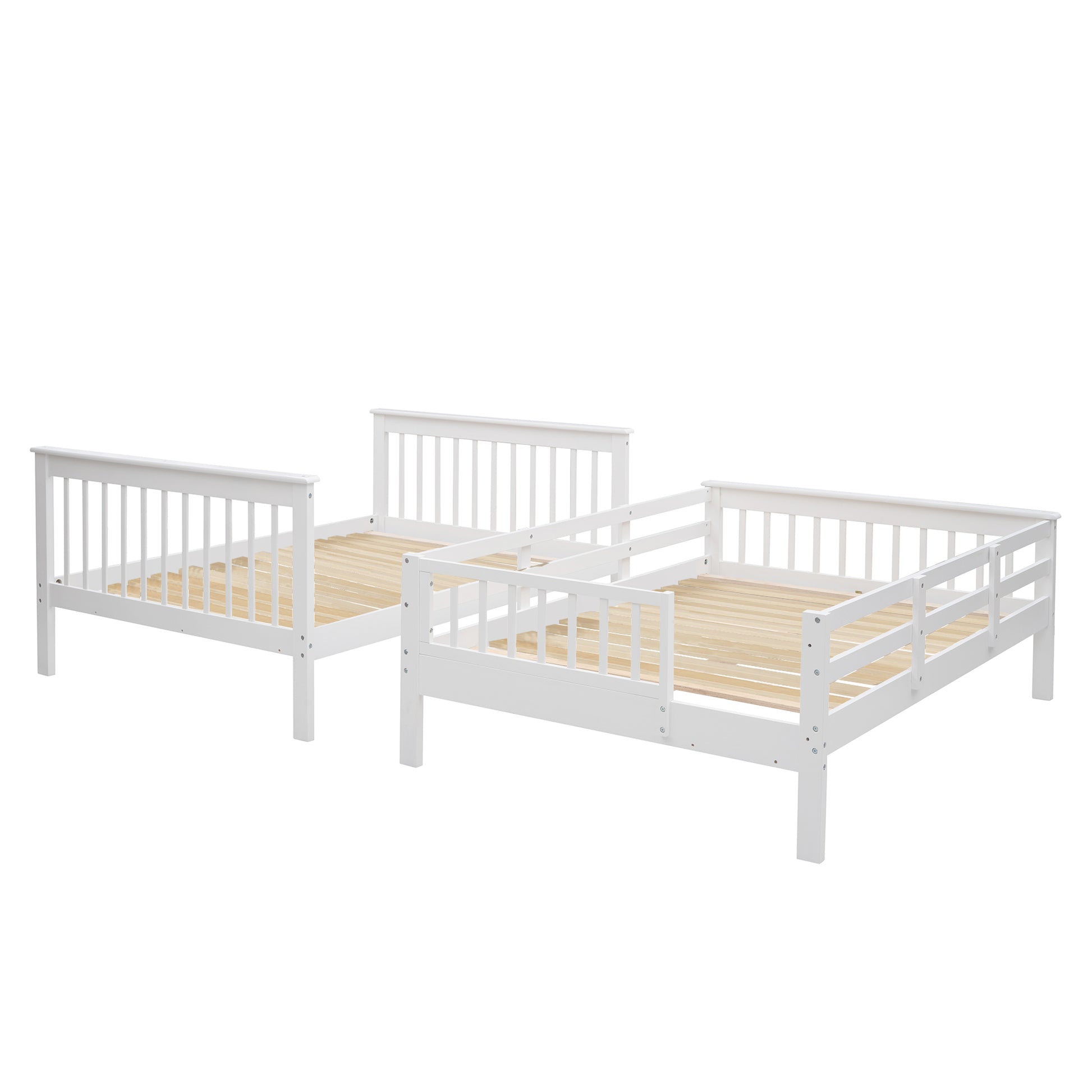 Stairway Full Over Full Bunk Bed With Storage And Guard Rail For Bedroom, Dorm, White Color Old Sku :Lp001110Aak White Solid Wood