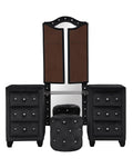 Sophia Upholstery Vanity Set Made With Wood In Black Black Bedroom Contemporary,Modern Acacia Upholstered Wood