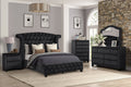 Sophia Crystal Tufted Full Bed Made With Wood In Black Color Box Spring Not Required Full Black Wood Bedroom Contemporary,Modern Acacia Upholstered Velvet Wood
