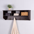 Espresso Entryway Wall Mounted Coat Rack With 4 Dual Hooks Living Room Wooden Storage Shelf Espresso Mdf