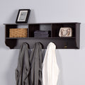 Espresso Entryway Wall Mounted Coat Rack With 4 Dual Hooks Living Room Wooden Storage Shelf Espresso Mdf