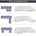 3 Pieces U Shaped Sofa With Removable Ottomans Beige Foam Polyester 6 Seat