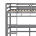 Twin Size Loft Bed With Convenient Desk, Shelves, And Ladder, White Similar Sku:Sm001302Aae Box Spring Not Required Gray Wood Bedroom Pine