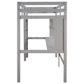 Twin Size Loft Bed With Convenient Desk, Shelves, And Ladder, White Similar Sku:Sm001302Aae Box Spring Not Required Gray Wood Bedroom Pine