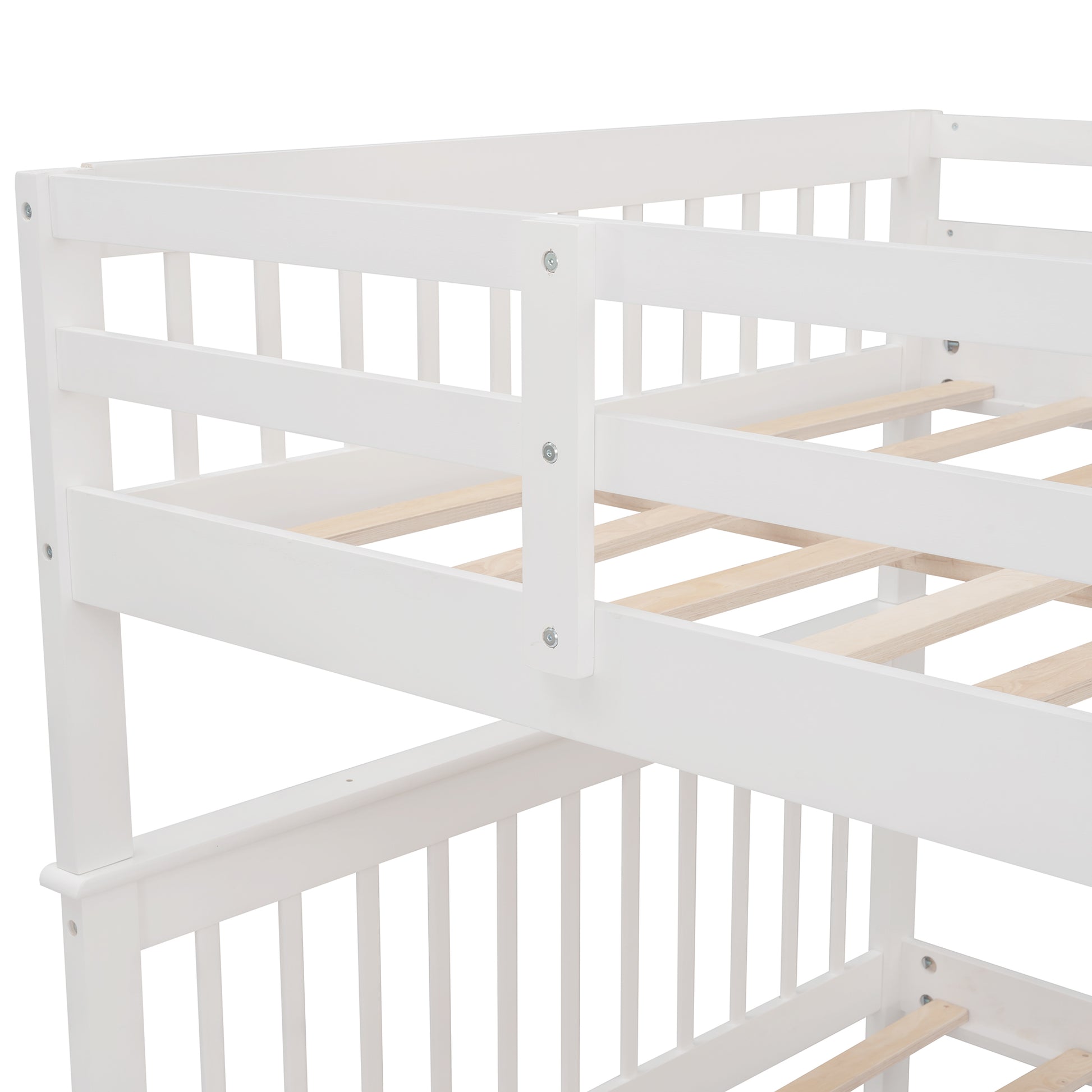 Stairway Full Over Full Bunk Bed With Twin Size Trundle, Storage And Guard Rail For Bedroom, Dorm White Old Sku :Lp001210Aak White Solid Wood