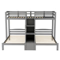 Twin Over Twin & Twin Bunk Bed With Built In Staircase And Storage Drawer,Gray Gray Pine