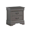 1Pc Nightstand Gray Louis Philippe Solid Wood English Dovetail Construction Antique Nickle Hanging Pulls Gray 2 Drawers Bedroom Bedside Cabinet Contemporary,Transitional Rubberwood Drawers Solid Wood