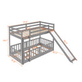 Twin Over Twin Bunk Bed With Slide And Ladder, Gray Old Sku:Lp000009Aae Gray Solid Wood