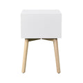 Zfztimber Side Table,Bedside Table With 2 Drawers And Rubber Wood Legs, Mid Century Modern Storage Cabinet For Bedroom Living Room, White White Mdf