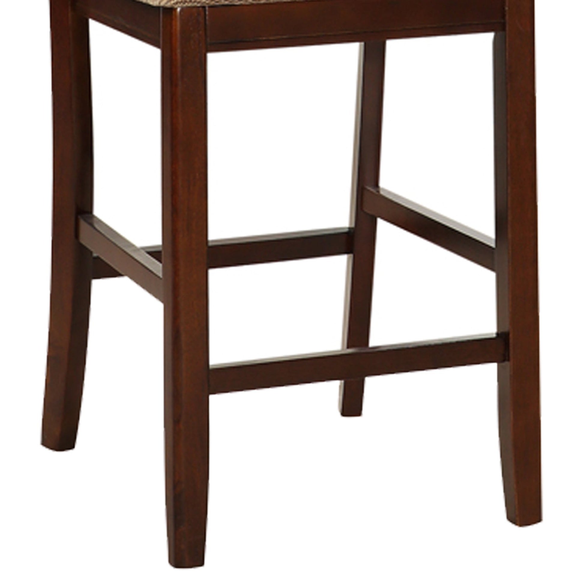 Set Of 2 Chairs Dining Room Furniture Brown Solid Wood Counter Height Chairs Upholstered Cushioned Unique Back Geometric Brown Light Brown Dining Room Modern,Transitional Dining Chairs Rubberwood Solid Wood