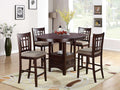 Contemporary Dining Room Counter Height 5Pc Dining Set Round Table W Leaf & 4X Side Chairs Dark Rosy Brown Finish Solid Wood Light Brown Wood Dining Room Solid Wood Rubberwood Round Dining Table With Chair Wood Wood Brown Mix Seats 4 42 Inches Drop Leaf