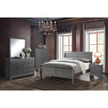 1Pc Nightstand Gray Louis Philippe Solid Wood English Dovetail Construction Antique Nickle Hanging Pulls Gray 2 Drawers Bedroom Bedside Cabinet Contemporary,Transitional Rubberwood Drawers Solid Wood