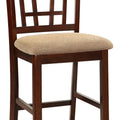 Set Of 2 Chairs Dining Room Furniture Brown Solid Wood Counter Height Chairs Upholstered Cushioned Unique Back Geometric Brown Light Brown Dining Room Modern,Transitional Dining Chairs Rubberwood Solid Wood