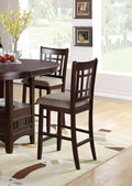 Set Of 2 Chairs Dining Room Furniture Brown Solid Wood Counter Height Chairs Upholstered Cushioned Unique Back Geometric Brown Light Brown Dining Room Modern,Transitional Dining Chairs Rubberwood Solid Wood