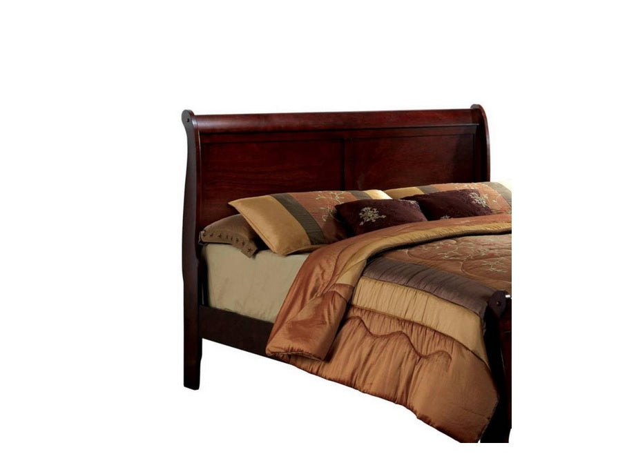 Full Size Bed Cherry Louis Phillipe Solidwood 1Pc Bed Bedroom Sleigh Bed Bedroom Furniture Box Spring Required Full Cherry Wood Brown Bedroom Contemporary,Modern Rubberwood Bed Frame Solid Wood