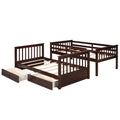 Twin Over Twin Bunk Bed With Ladders And Two Storage Drawers Espresso Old Sku:Lt000265Aap Espresso Solid Wood