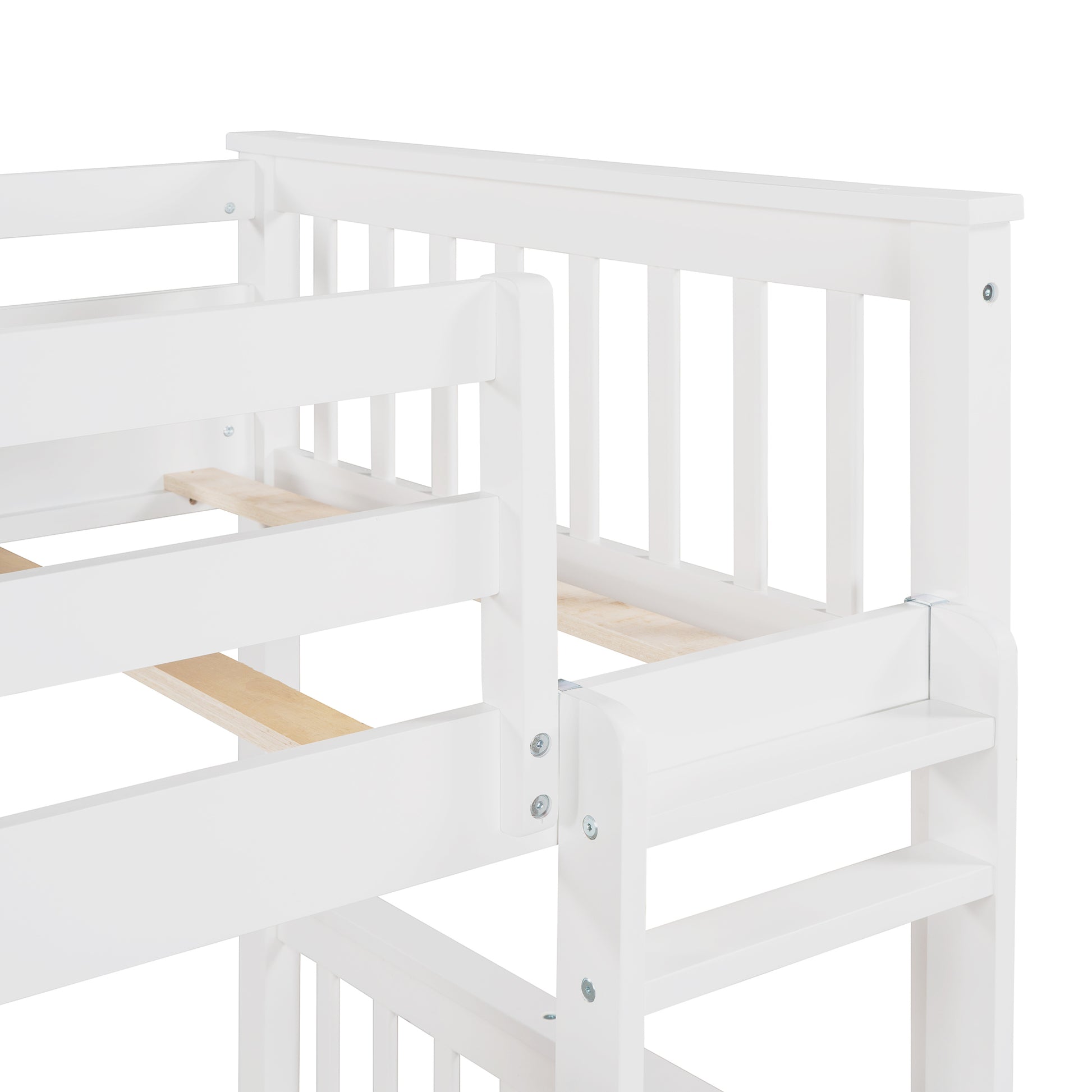 Twin Over Twin Bunk Bed With Ladders And Two Storage Drawers White Old Sku:Lt000265Aak White Solid Wood