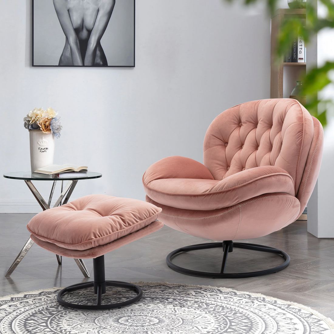 Accent Chair Tv Chair Living Room Chair Pink Sofa With Ottoman Pink Upholstered