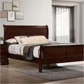 Queen Size Bed Cherry Louis Phillipe Solidwood 1Pc Bed Bedroom Sleigh Bed Bedroom Furniture Box Spring Required Queen Cherry Brown Bedroom Contemporary,Modern Bed Frame Solid Wood