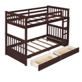 Twin Over Twin Bunk Bed With Ladders And Two Storage Drawers Espresso Old Sku:Lt000265Aap Espresso Solid Wood