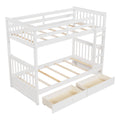 Twin Over Twin Bunk Bed With Ladders And Two Storage Drawers White Old Sku:Lt000265Aak White Solid Wood