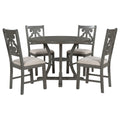 5 Piece Round Dining Table And Chair Set With Special Shaped Legs And An Exquisitely Designed Hollow Chair Back For Dining Room Gray Gray Mdf