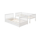 Twin Over Twin Bunk Bed With Ladders And Two Storage Drawers White Old Sku:Lt000265Aak White Solid Wood