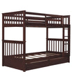 Twin Over Twin Bunk Bed With Ladders And Two Storage Drawers Espresso Old Sku:Lt000265Aap Espresso Solid Wood