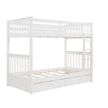 Twin Over Twin Bunk Bed With Ladders And Two Storage Drawers White Old Sku:Lt000265Aak White Solid Wood