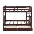 Twin Over Twin Bunk Bed With Ladders And Two Storage Drawers Espresso Old Sku:Lt000265Aap Espresso Solid Wood