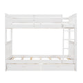 Twin Over Twin Bunk Bed With Ladders And Two Storage Drawers White Old Sku:Lt000265Aak White Solid Wood