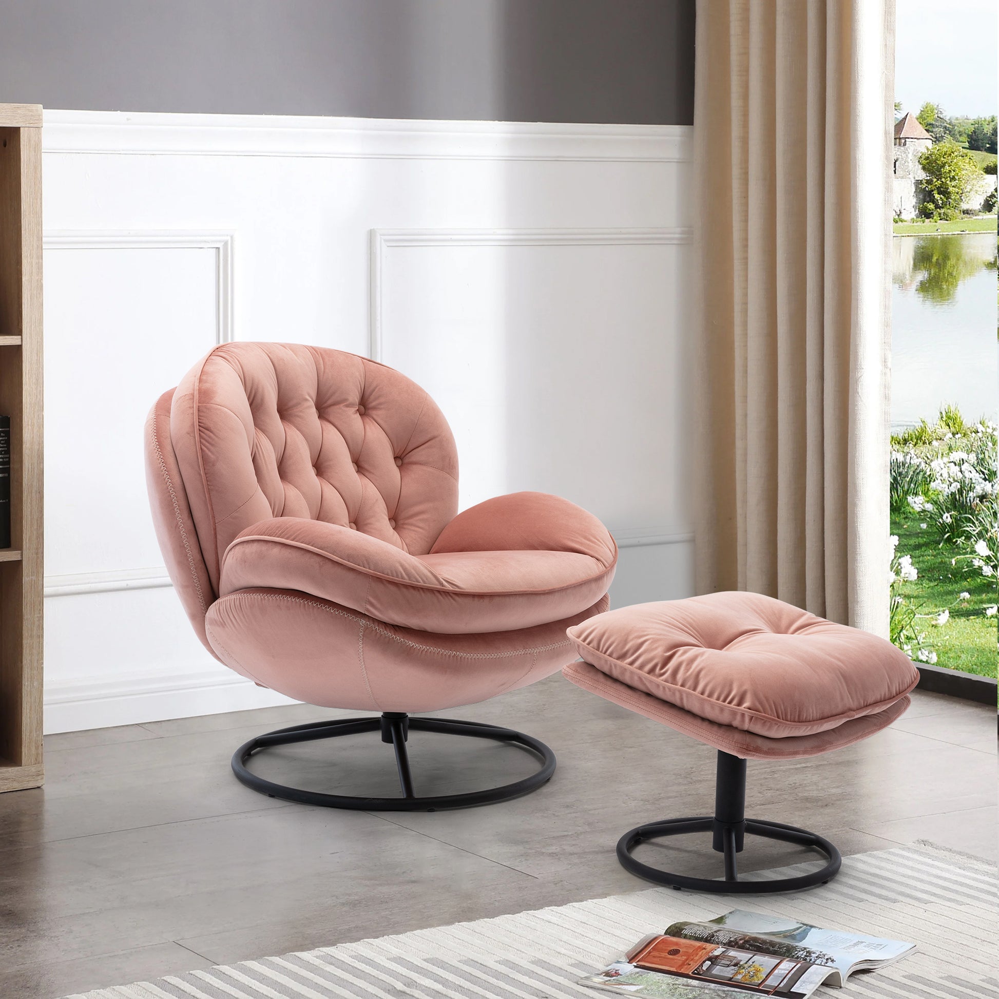 Accent Chair Tv Chair Living Room Chair Pink Sofa With Ottoman Pink Upholstered