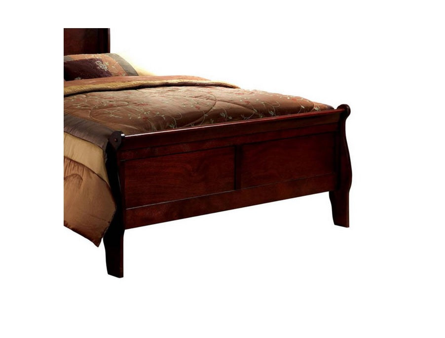 Eastern King Size Bed Cherry Louis Phillipe Solidwood 1Pc Bed Bedroom Sleigh Bed Box Spring Required King Cherry Wood Brown Bedroom Contemporary,Modern Rubberwood Bed Frame Solid Wood