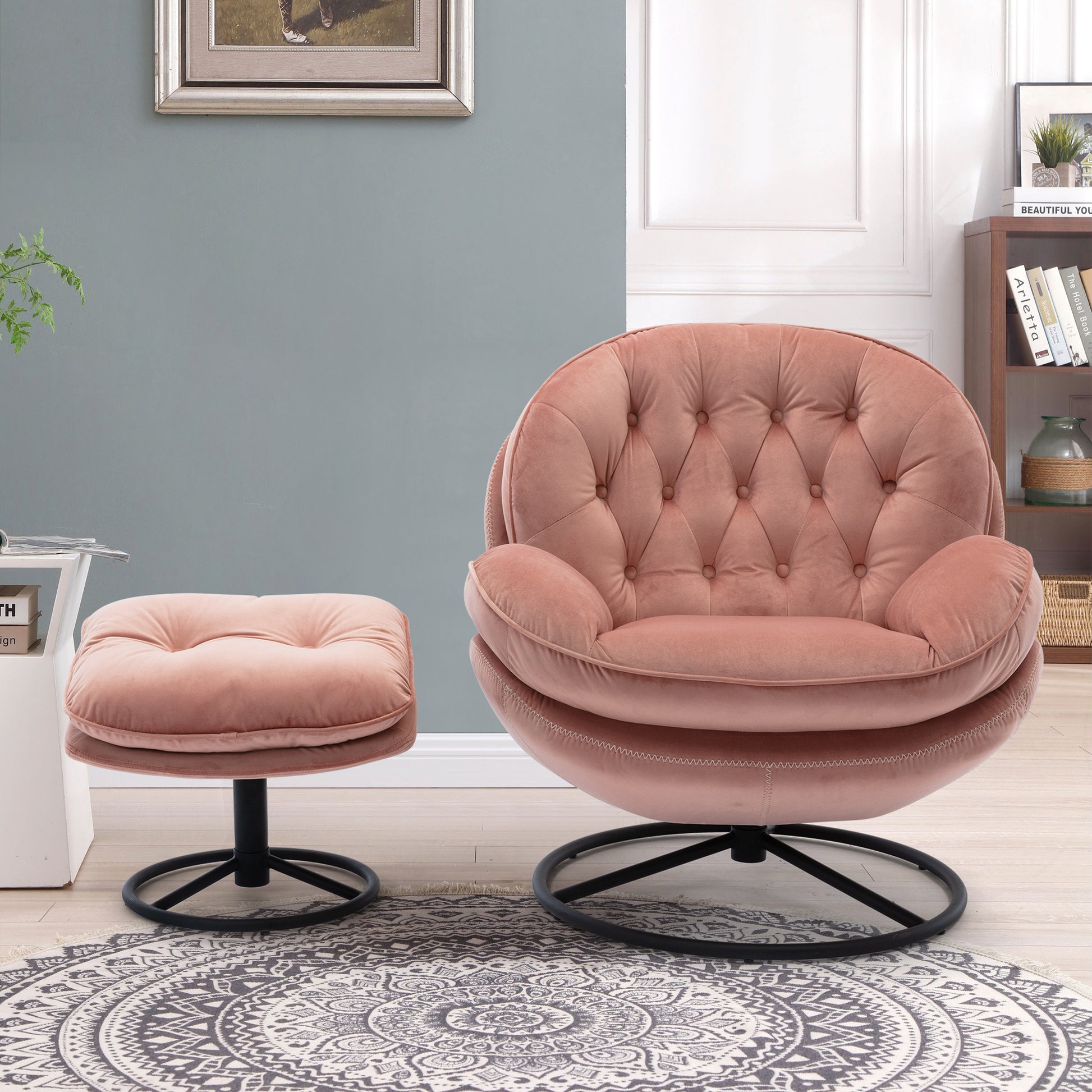 Accent Chair Tv Chair Living Room Chair Pink Sofa With Ottoman Pink Upholstered
